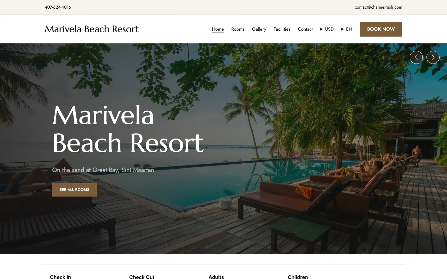 Theme Almaris mit der Startseite „Classic“ im hellen Farbschema